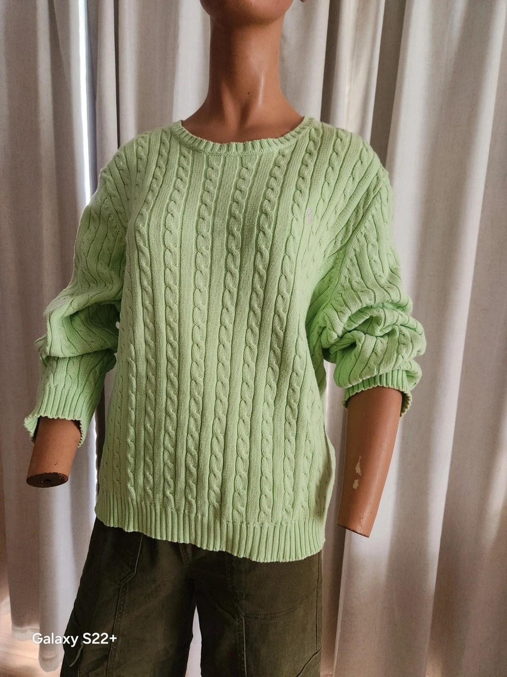 Light Green Cable Knit Women's Sweater